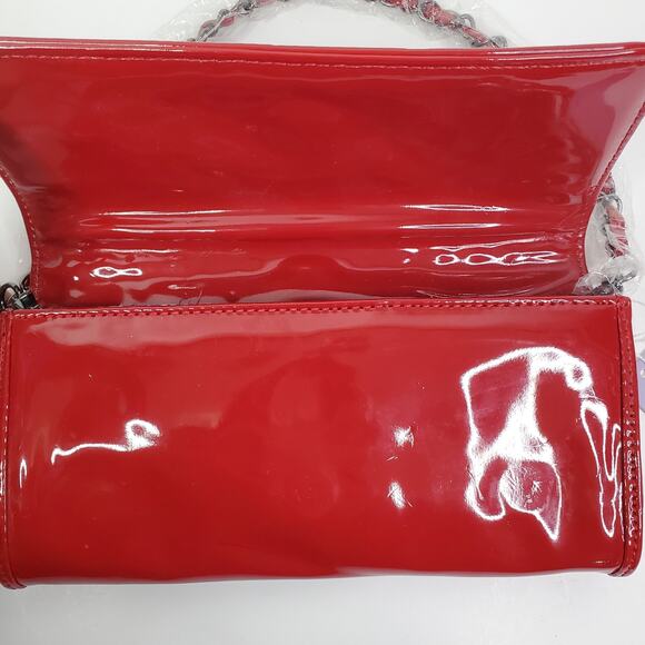 navoh Red Purse Studded Envelope Clutch short metal Chain Strap paisley Lined - Picture 7 of 15